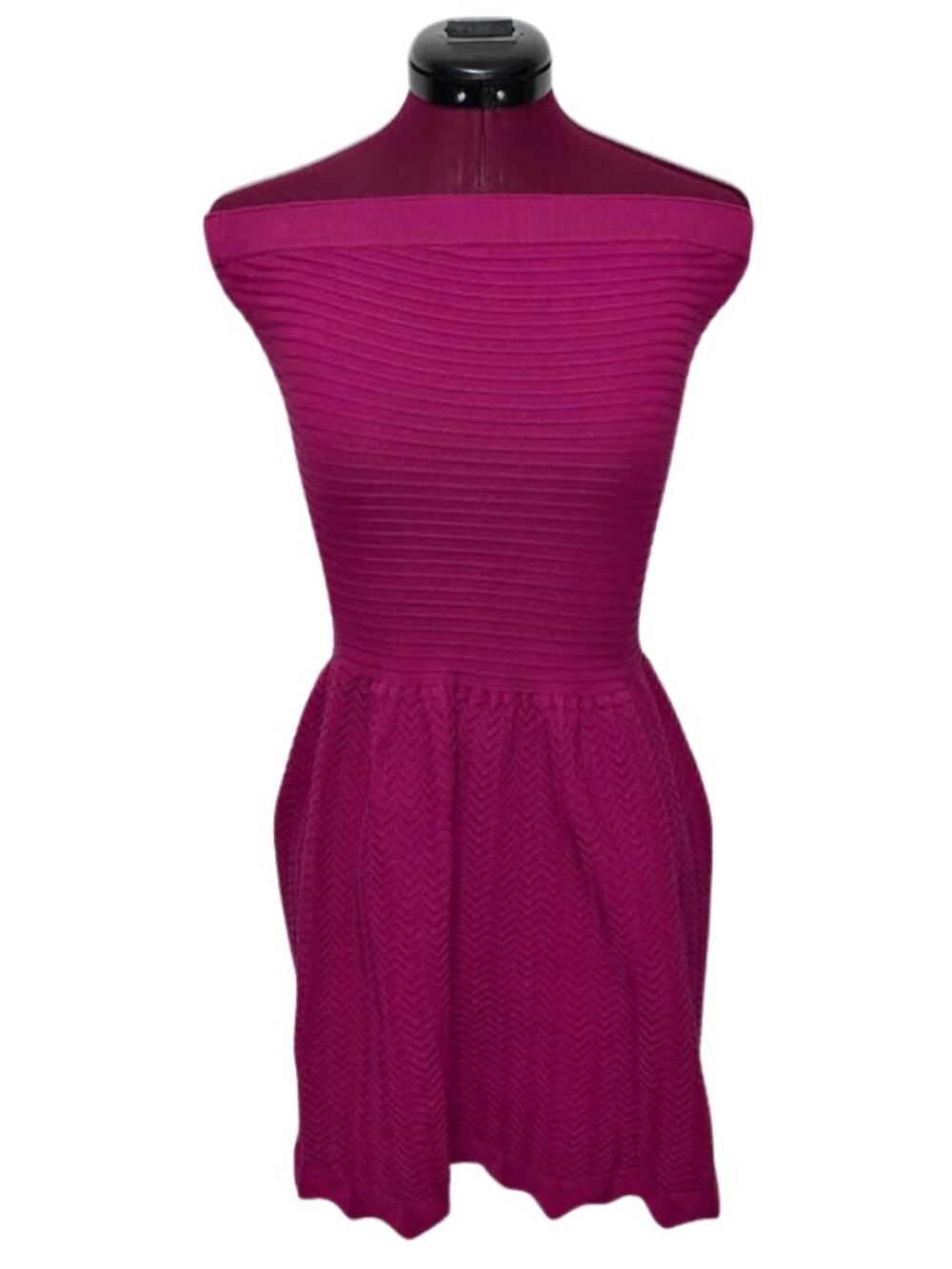 Sandro Paris Hot Pink Textured Knit Strapless Mini Dress - US 6
